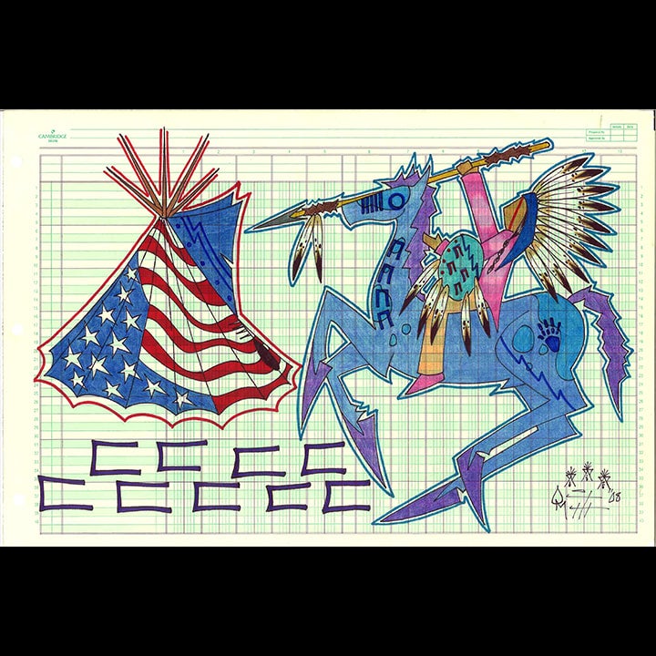 Blue Horse Original Lakota Ledger Art | Idyllwild Arts' Parks ...